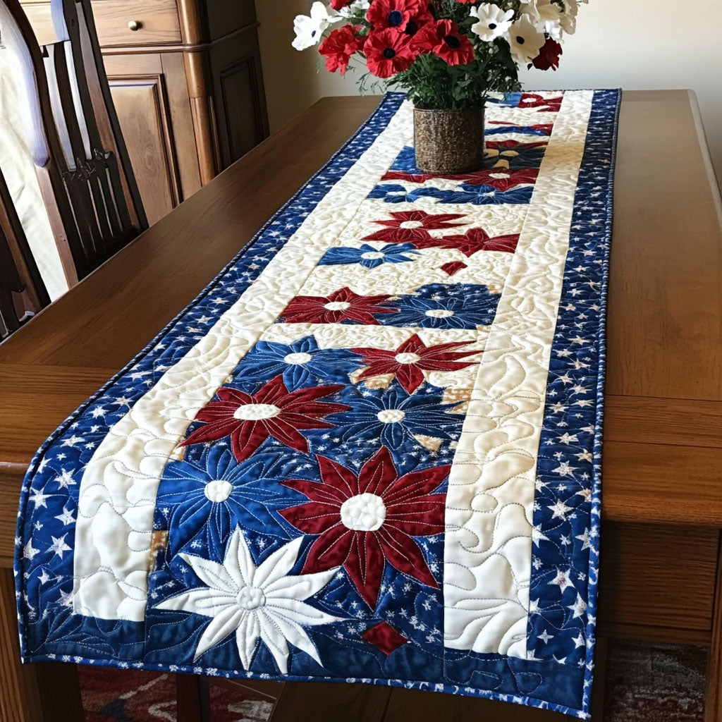 Land of Liberty Quilted Table Runner Holiday Table Throw Unique Patriotic Gifts