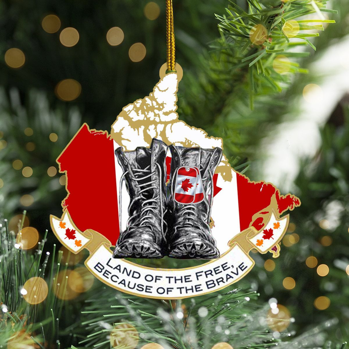 Land Of The Free Because Of The Brave Ornament Pride Canadian Veteran Ornament Christmas Decor
