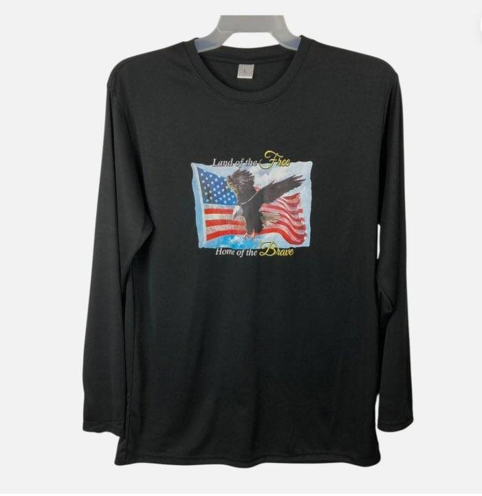 Land Of The Free Home Of The Brave Long Sleeve Black Sweatshirt