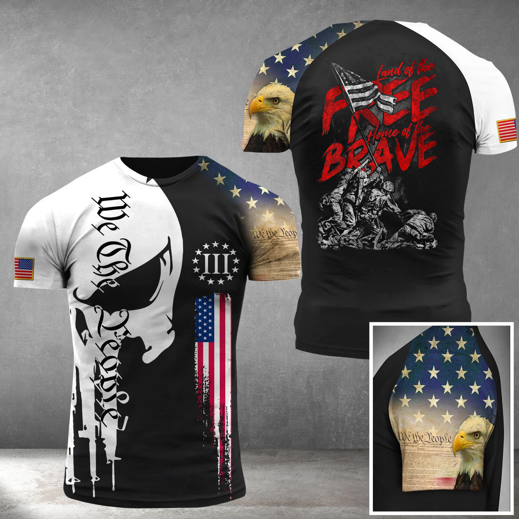 Land Of The Free Home Of The Brave Shirt Veteran T-Shirts Patriotic T-Shirts Gifts For Dad