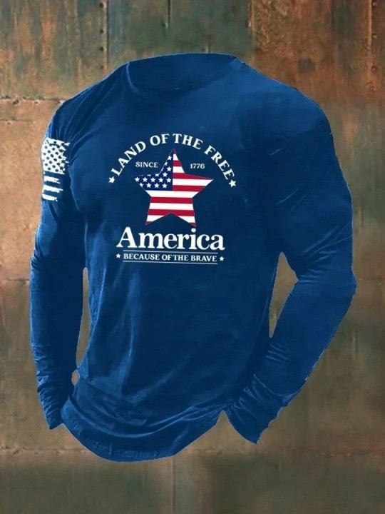 Land Of The Free Long Sleeve Shirt America Because Of The Brave 1776 Patriotic Idea Gifts