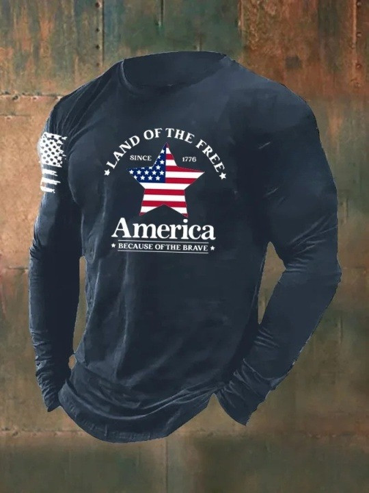 Land Of The Free Long Sleeve Shirt America Because Of The Brave 1776 Patriotic Idea Gifts