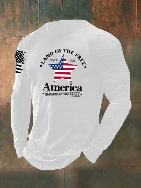 Land Of The Free Long Sleeve Shirt Home Of The Brave Star America Flag Veteran Merch Gifts