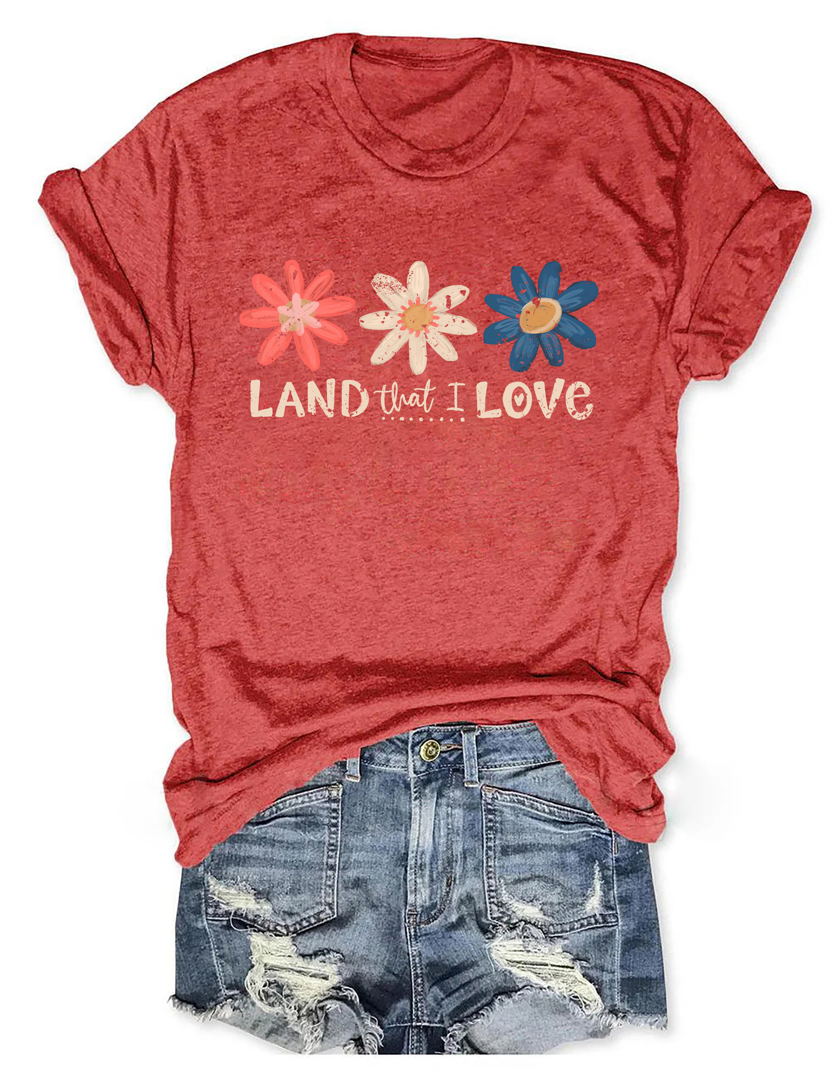 Land That I Love T-Shirt Boho Style Vintage Shirt Unique Presents For Flower Lovers