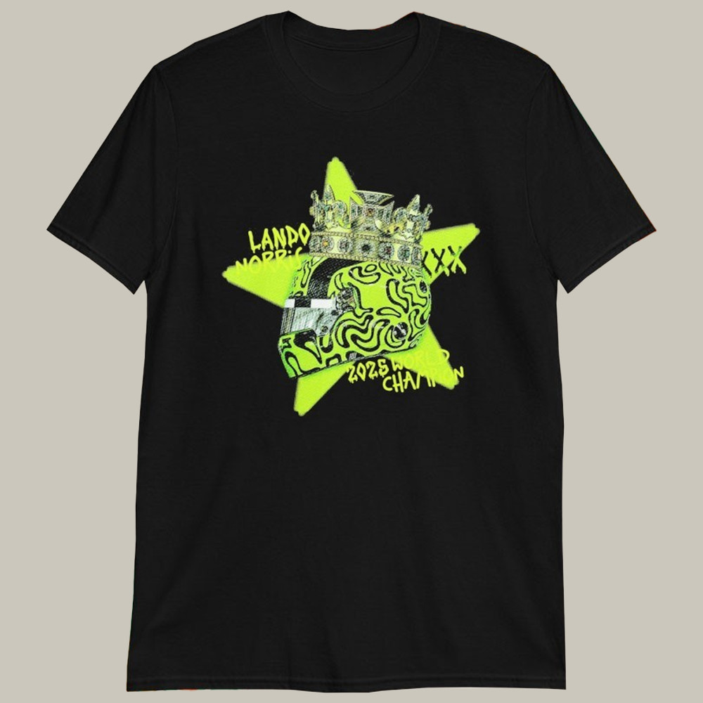 Lando Norris 2025 World Champion Helmet Crown T-Shirt Lando Norris Apparel Gift Ideas For Men