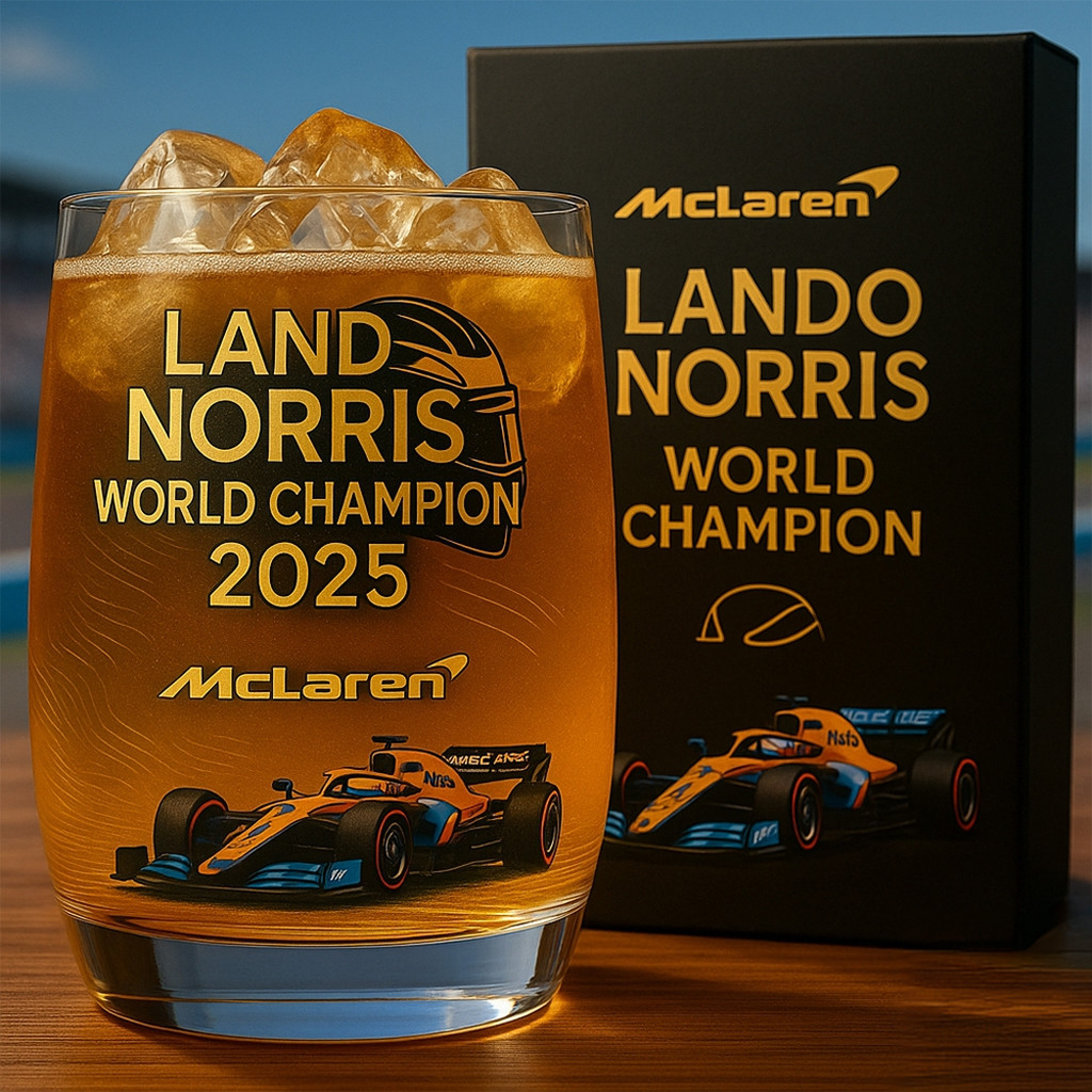 Lando Norris Champion Merch McLaren Lando Norris World Champion 2025 Whiskey Glass F1 Fan Gifts Lando Norris Champion Merch McLaren Lando Norris World Champion 2025 Whiskey Glass F1 Fan Gifts