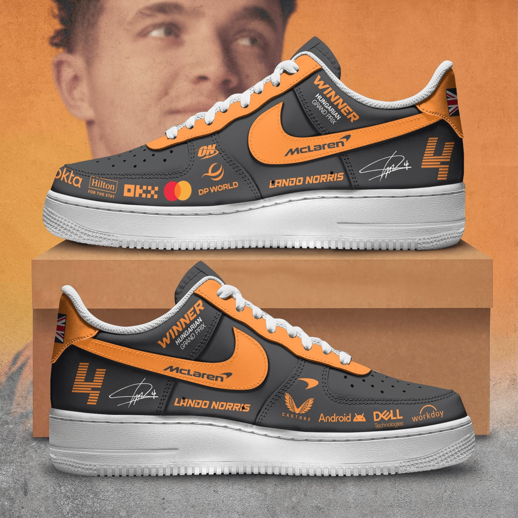 Lando Norris Is Winner Hungarian AF1 Shoes Great Gifts For Fans