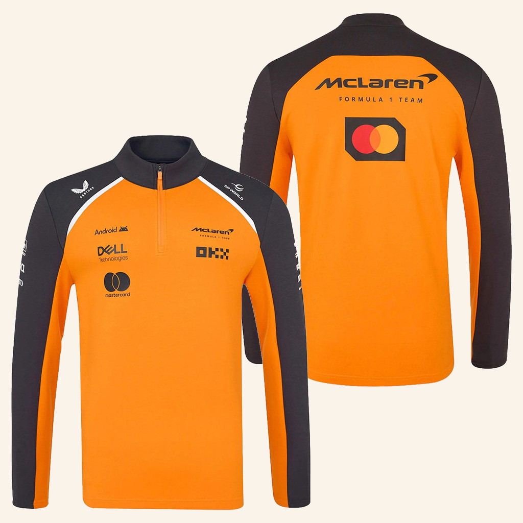 Lando Norris World Championship Merch 2025 McLaren F1 UK Team Quarter Zip Sweatshirt WDC Clothing