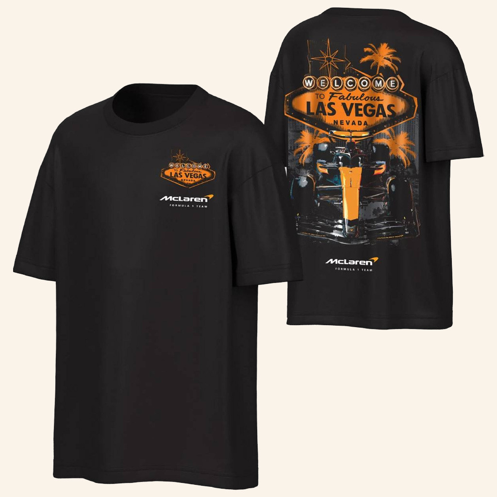 Lando Norris World Championship Merch WDC Clothing 2025 McLaren F1 UK Mens Vegas Raceway T-Shirt