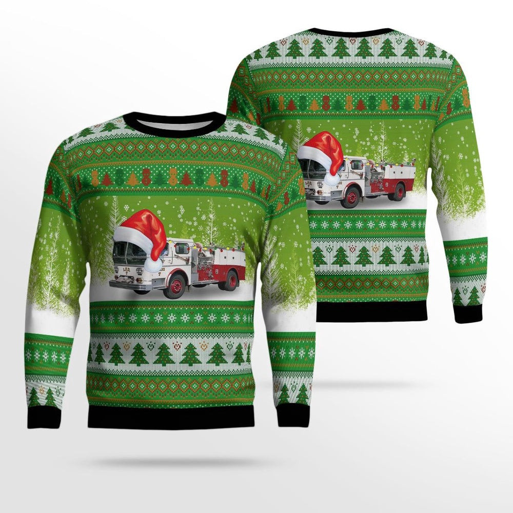 Lansing Michigan Lansing Fire Department Engine 7 1972 Ward LaFrance AOP Ugly Sweater Xmas Unisex Sweater Christmas Gifts For Men Women