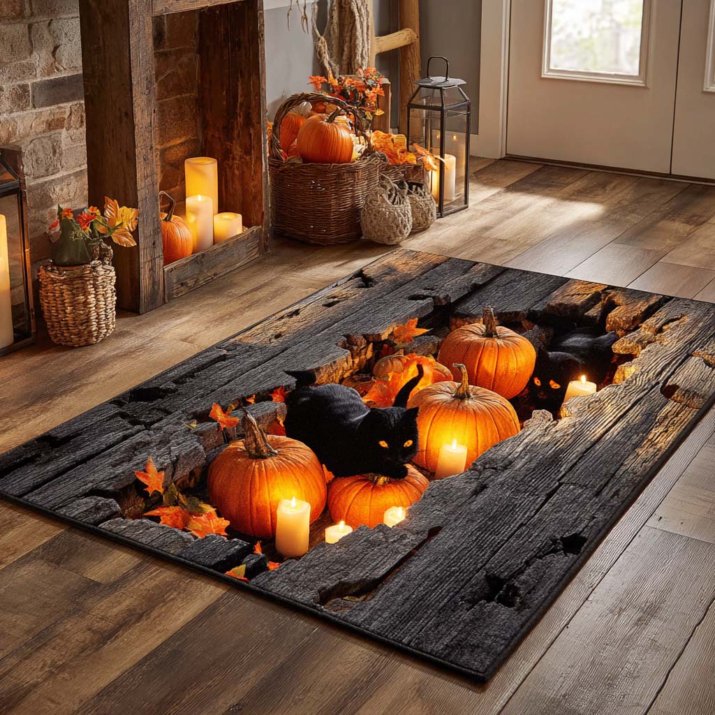 Lantern Cat Patch Area Rug Washable Rugs Great Family Gifts For Christmas