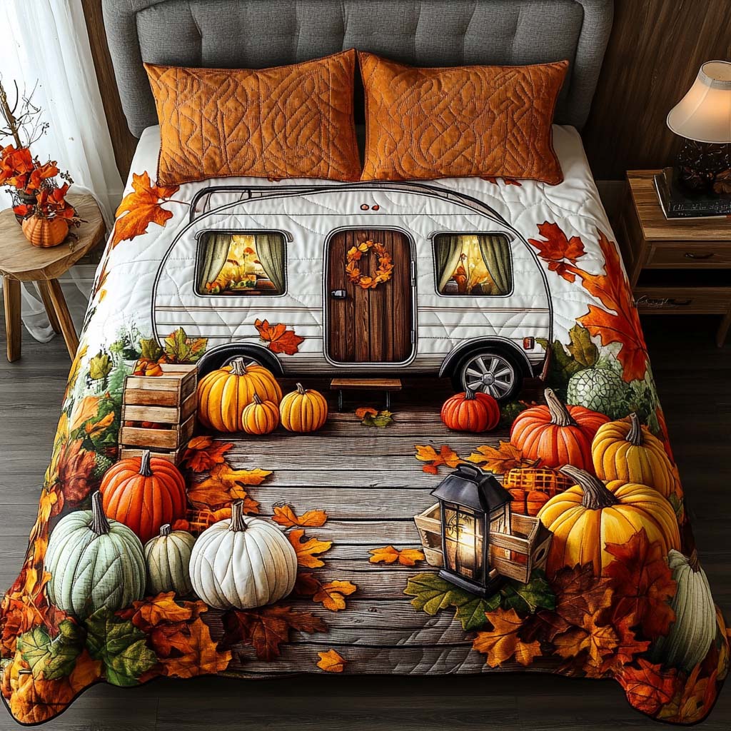 Lantern Glow Camper Quilted Bedding Set Fall Bedding Sets Cute Camping Gifts