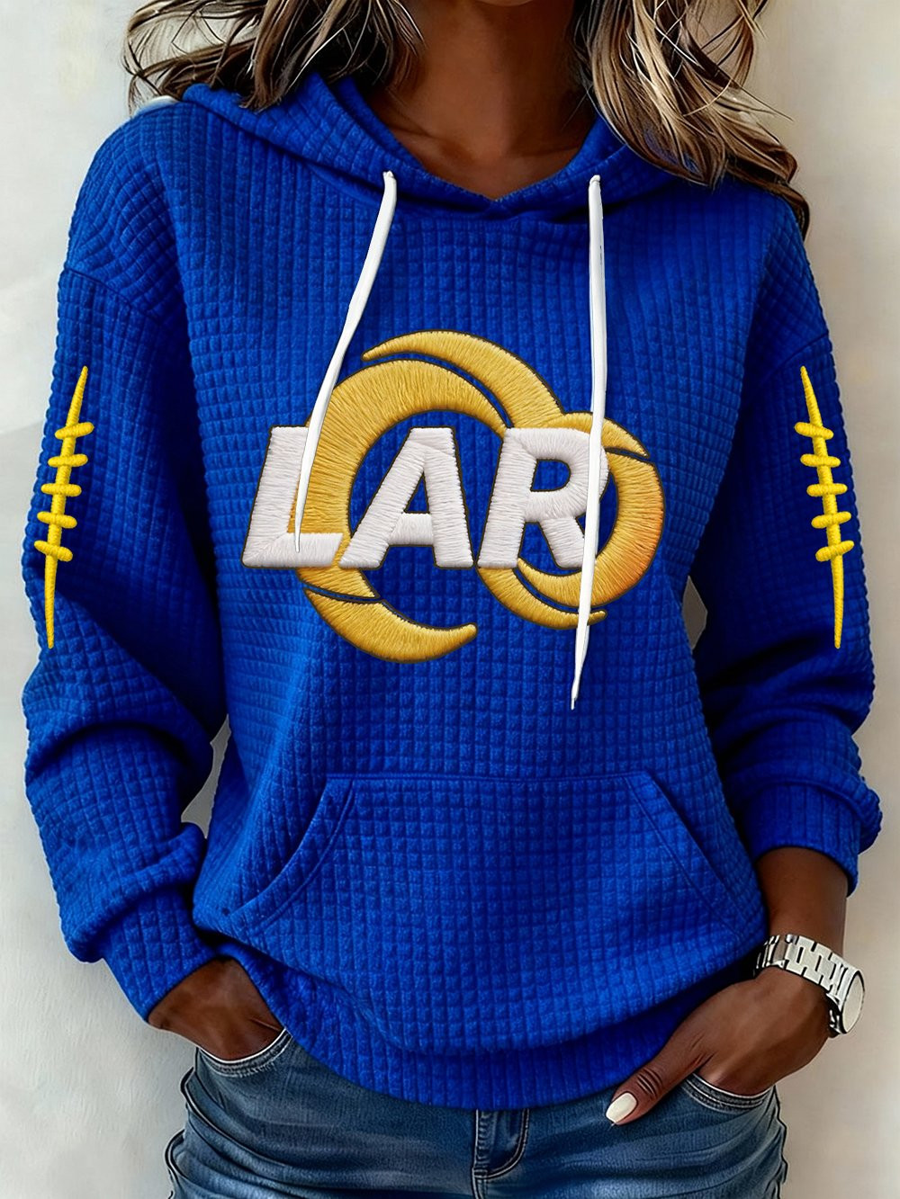 LAR Rams Super Bowl Waffle Hoodie Los Angeles Pride Hoodie Game Day Clothing Gifts For Fan
