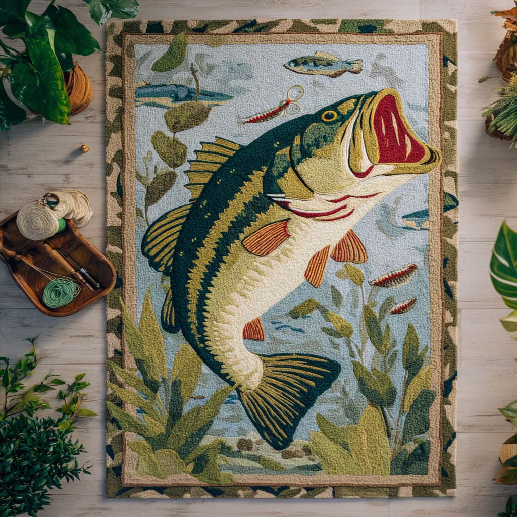 Largemouth Legend Area Rug  Washable Rugs Great Family Gifts For Christmas