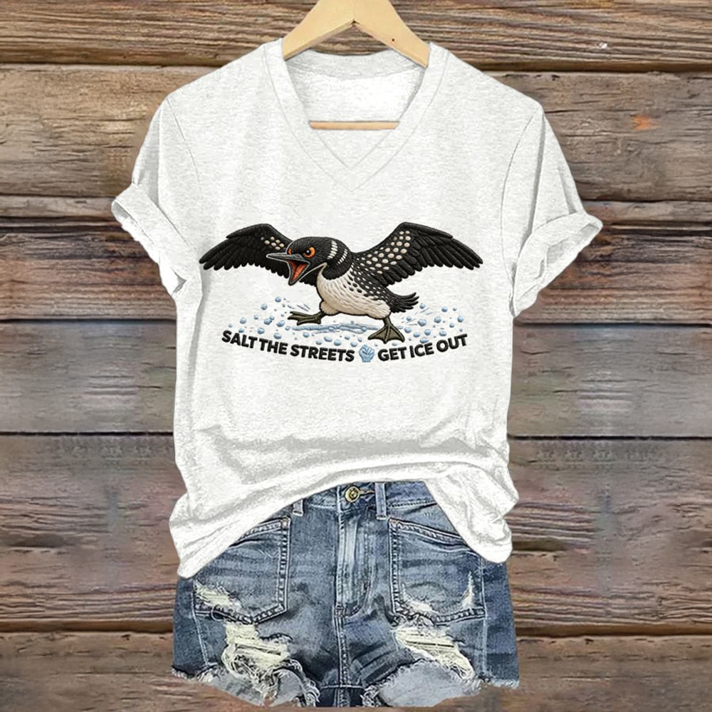 Laroon Salt The Streets Get Ice Out V-Neck Shirt Alex Pretti Kicking Ice Car Shirt Alex Pretti Merch