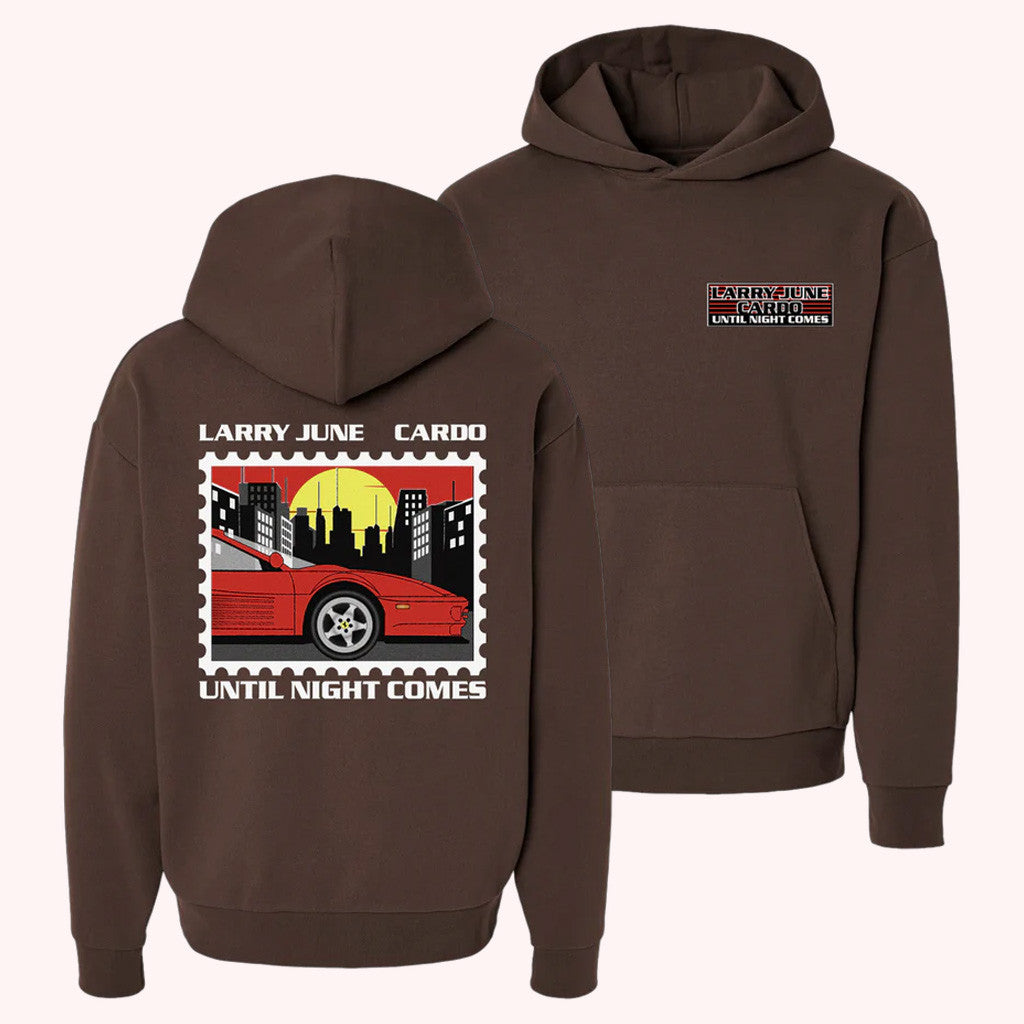 Larry June Merch Until Night Comes Postage Hoodie Brown Gift For Friends