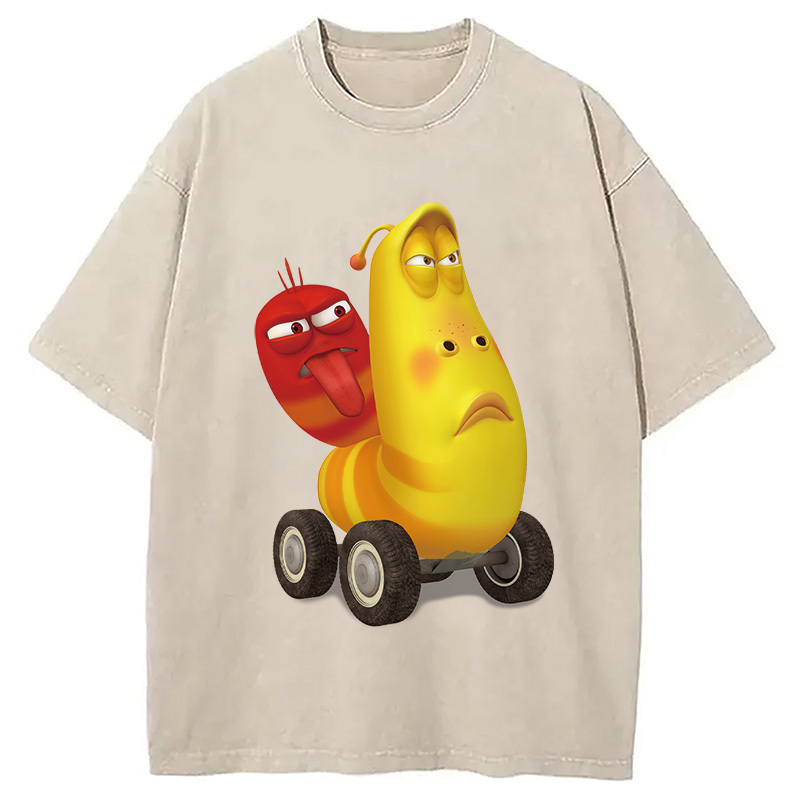 Larve Red and Yellow on The Car Washed T-Shirt Cool Urban Street Style Shirt Gifts For Her