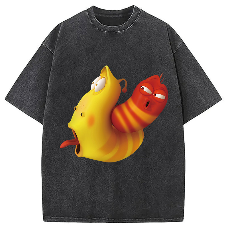 Larve Red and Yellow Washed T-Shirt Unique Aesthetic Fashion Tee Gifts For Best Friend