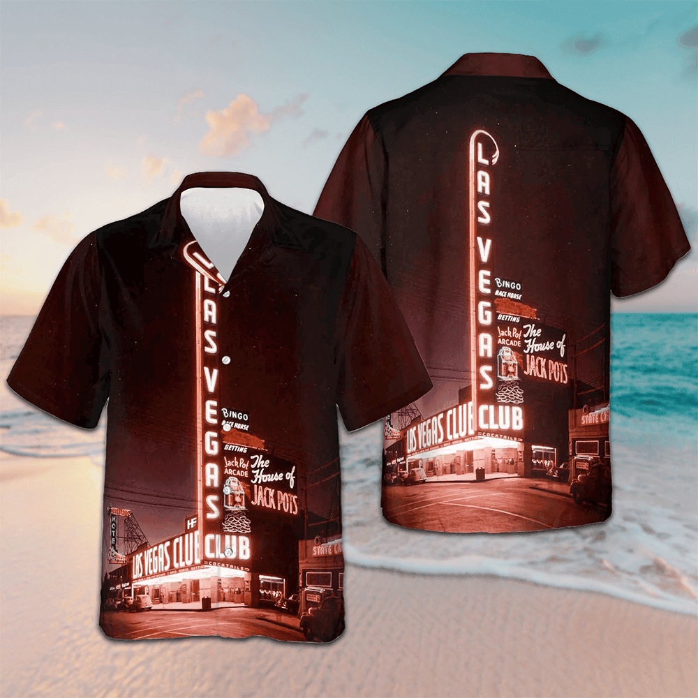 Las Vegas At Night Hawaiian Shirt Beach Short Sleeve Button Up Shirt Gifts For Your Uncle