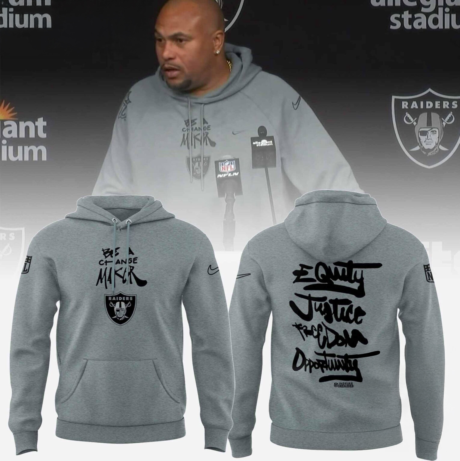 Las Vegas Raiders 2024 Limited Be A Change Maker Hoodie Gifts For Football Fan
