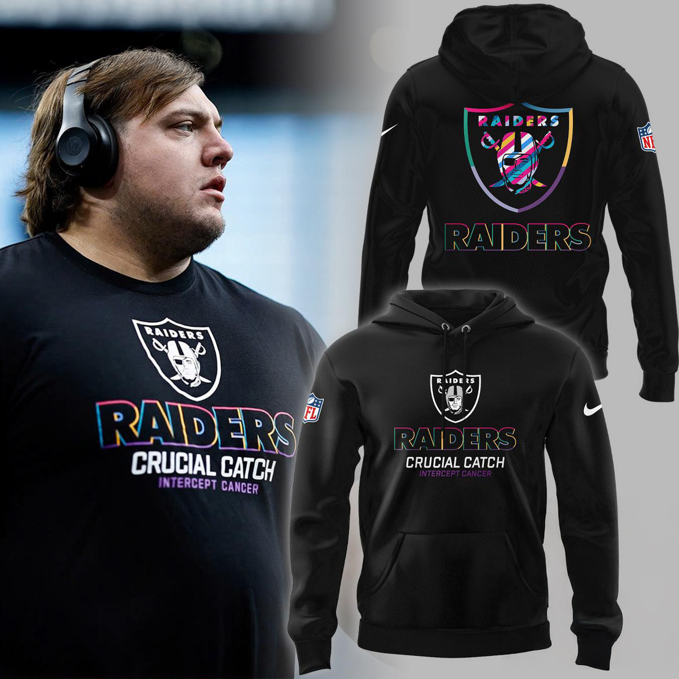Las Vegas Raiders NFL 2024 Limited Crucial Catch Black Hoodie Presents For Football Fans