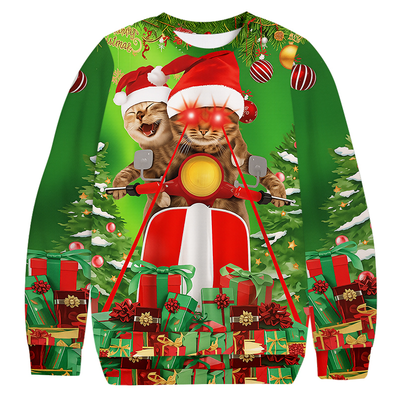 Laser Cat Rider Christmas Ugly Sweatshirt Funny Xmas Party Outfit Gift Ideas Laser Cat Rider Christmas Ugly Sweatshirt Funny Xmas Party Outfit Gift Ideas
