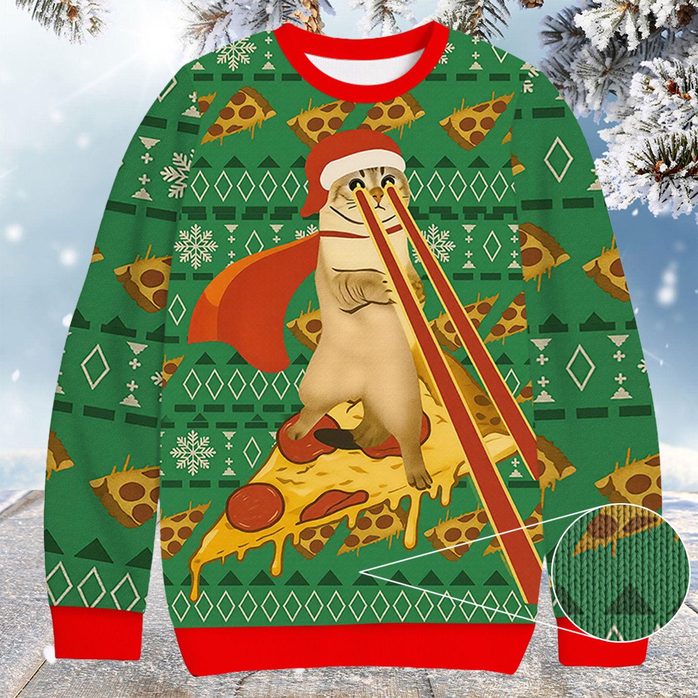 Laser Eye Cat Christmas Ugly Sweater Funny Xmas Clothing Good Xmas Gifts For Her
