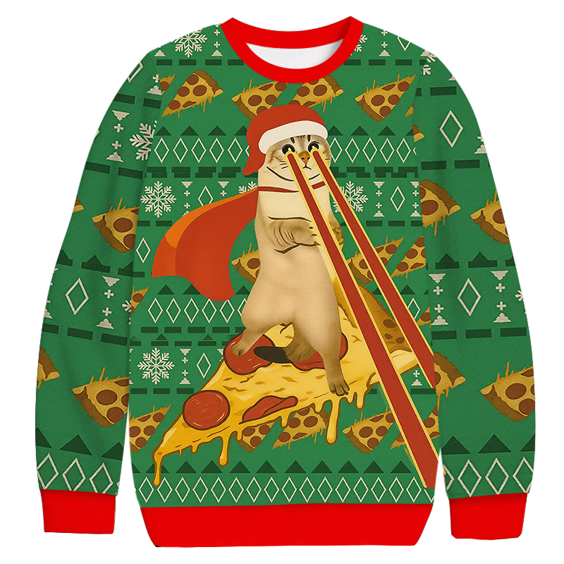Laser Eye Cat Christmas Ugly Sweatshirt Christmas Gift For Family Laser Eye Cat Christmas Ugly Sweatshirt Christmas Gift For Family