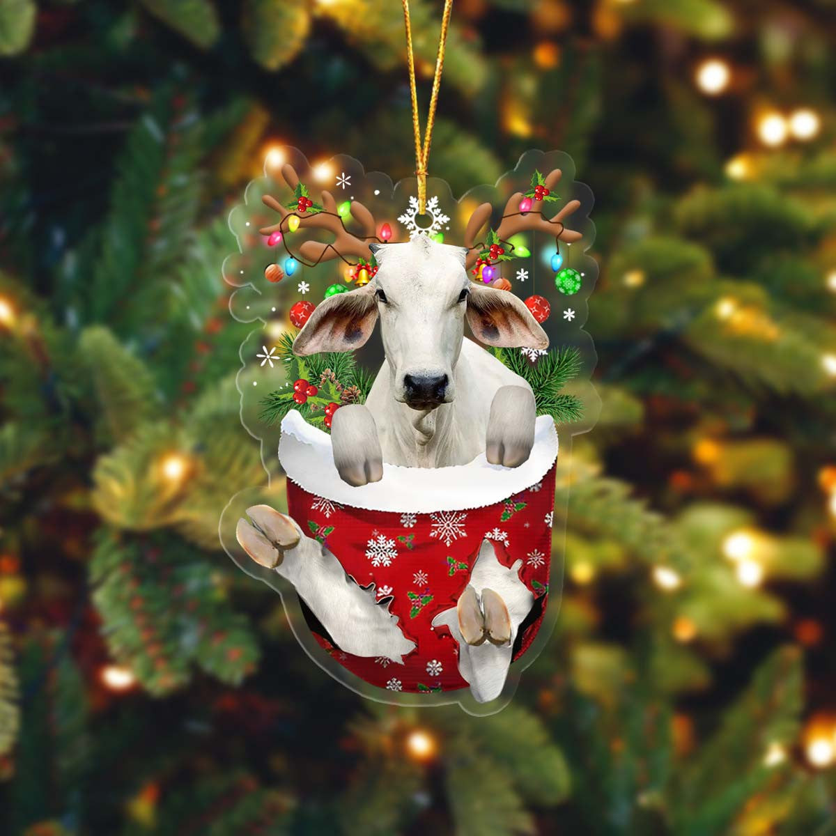 Lasfour Brahman In Pocket Christmas Ornament Flat Acrylic Farmhouse Ornament