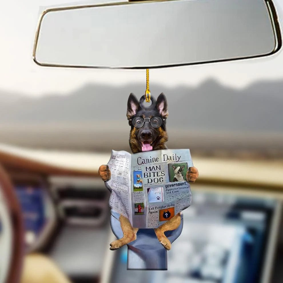 Lasfour Funny German Shepherd Shape Hanging Ornament Dog Ornament For Car