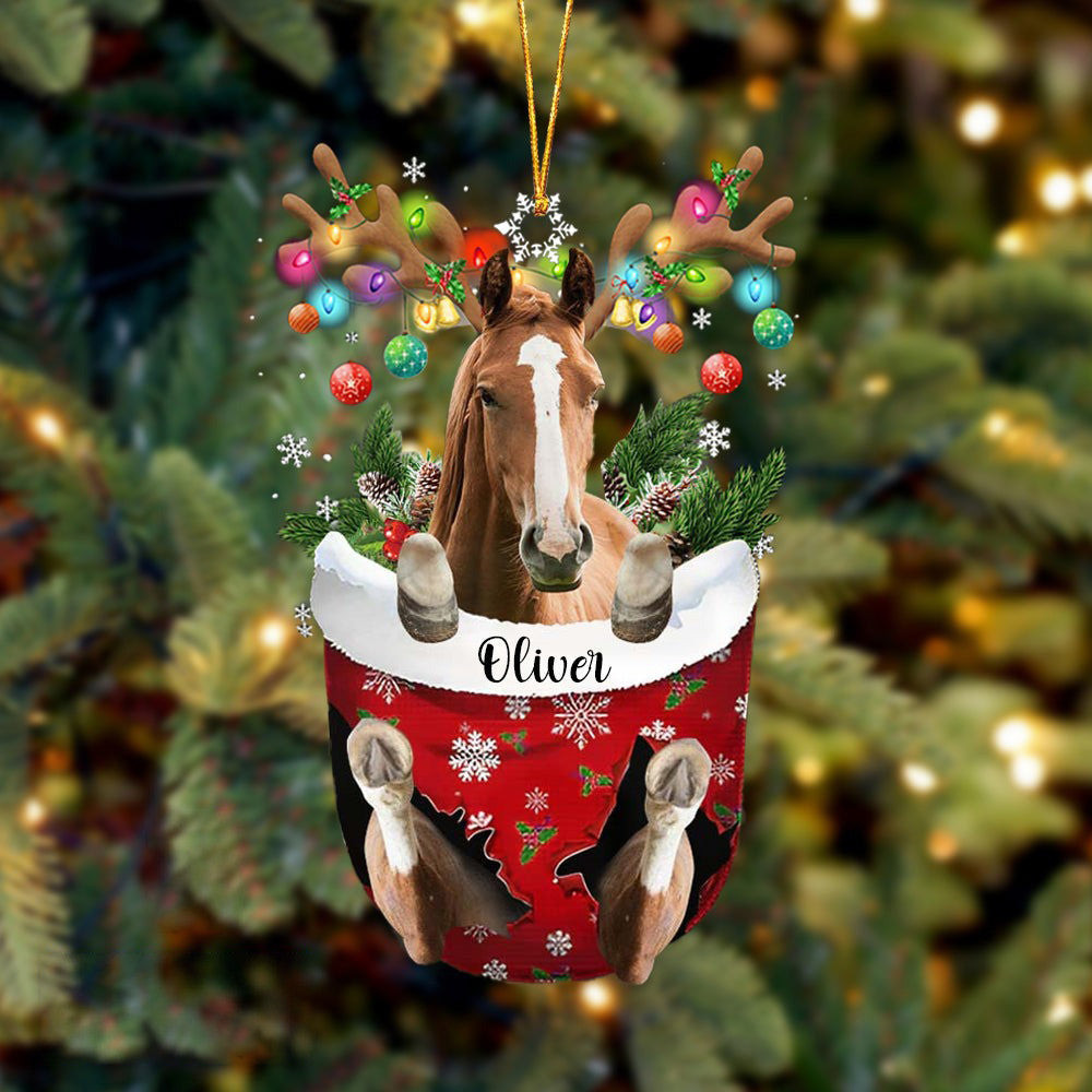 Lasfour Horse In Pocket Christmas Ornament Flat Acrylic Farmhouse Ornament