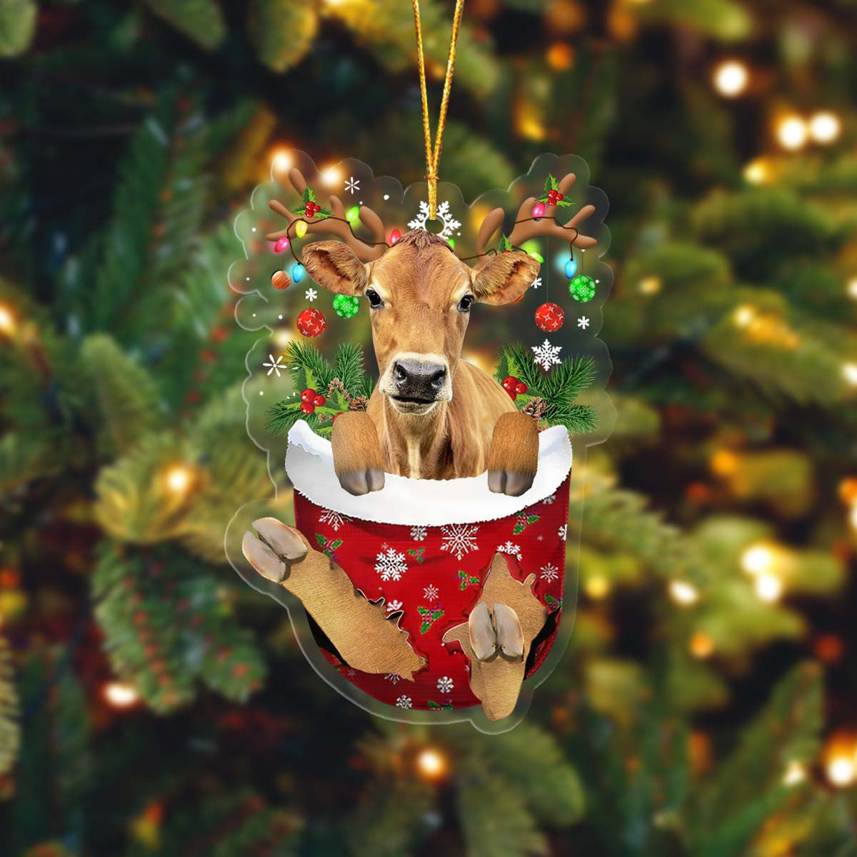 Lasfour Jersey In Pocket Christmas Ornament Flat Acrylic Farmhouse Ornament