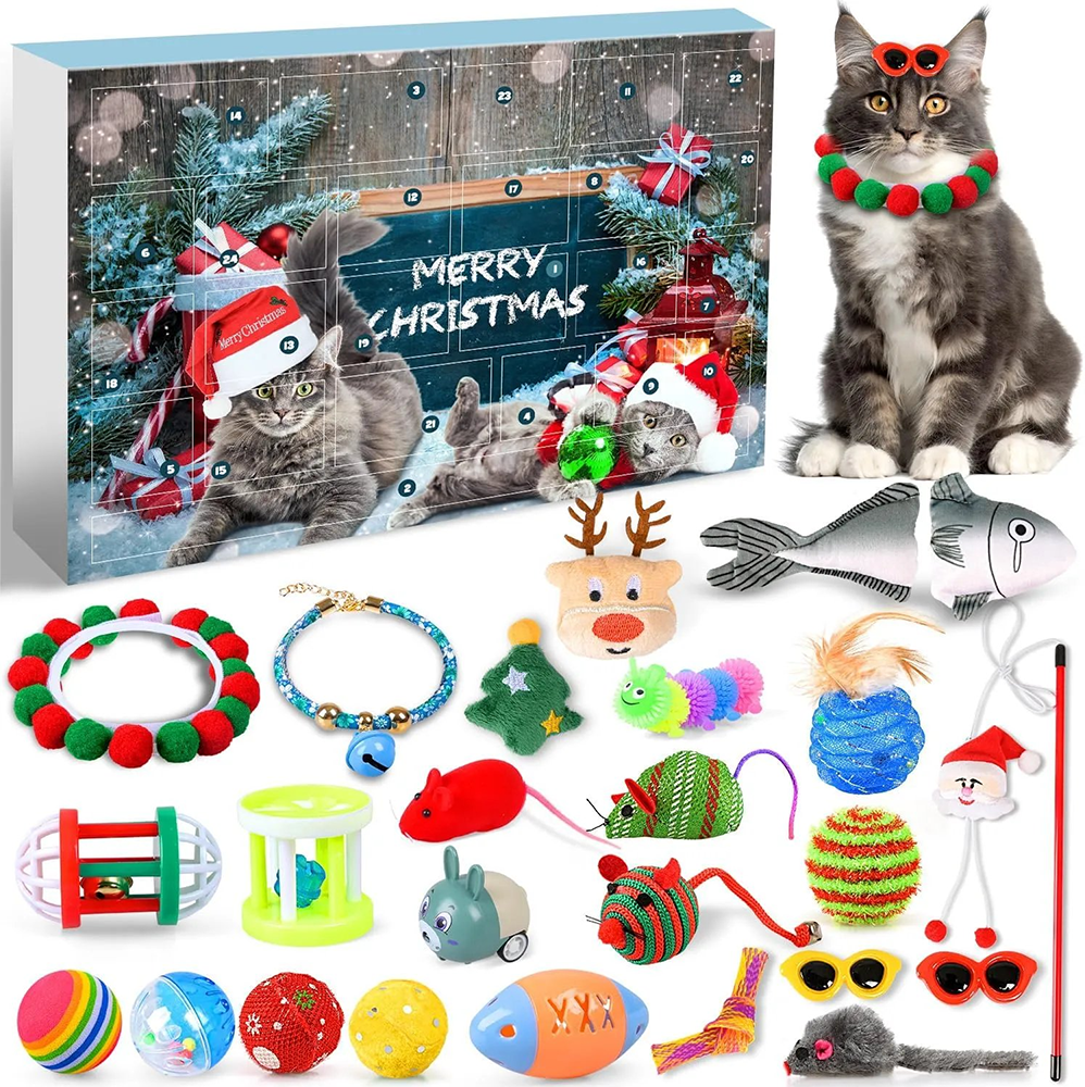 Last 48 Hours 50 Off 2024 Christmas Countdown Cat Toys Advent Calendar Good Cat Gifts