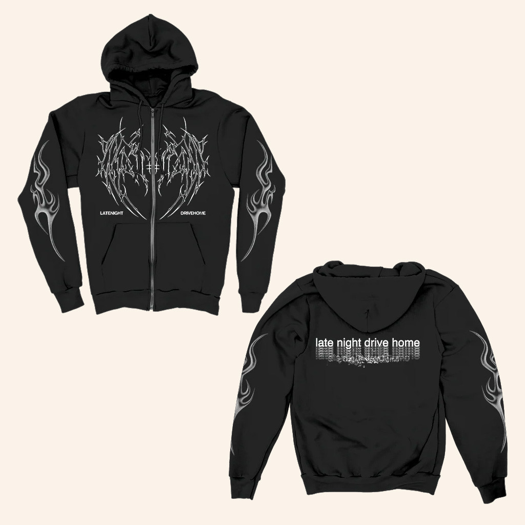 Late Night Drive Home Merch Metal Wings Zip Hoodie Presents For Rock Music Lovers