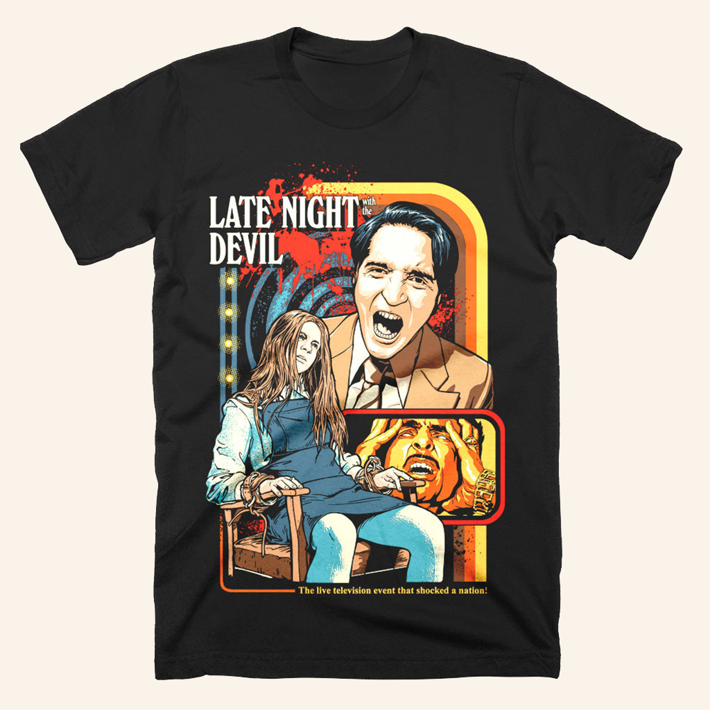 Late Night With The Devil Exorcism With A Twist Shirt Halloween T-Shirts For Adults Gifts Late Night With The Devil Exorcism With A Twist Shirt Halloween T-Shirts For Adults Gifts