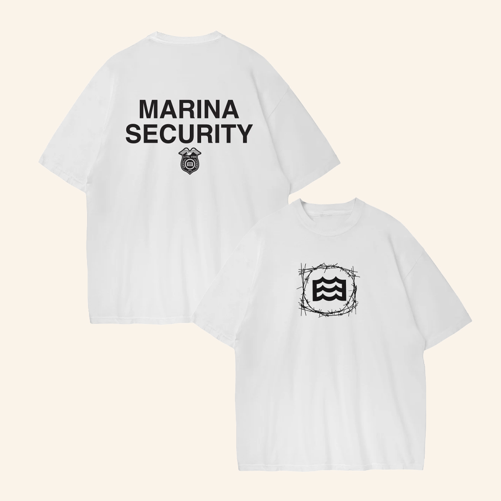 Lateral Vision Brand Merch Marina Security White T-Shirt Christmas Presents For Boyfriend Lateral Vision Brand Merch Marina Security White T-Shirt Christmas Presents For Boyfriend