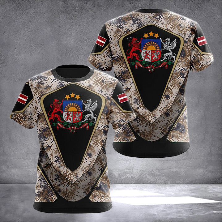 Latvia Coat Of Arms Camouflage T-Shirt Latvia Lover Clothing Men Gifts For Latvian Latvia Coat Of Arms Camouflage T-Shirt Latvia Lover Clothing Men Gifts For Latvian