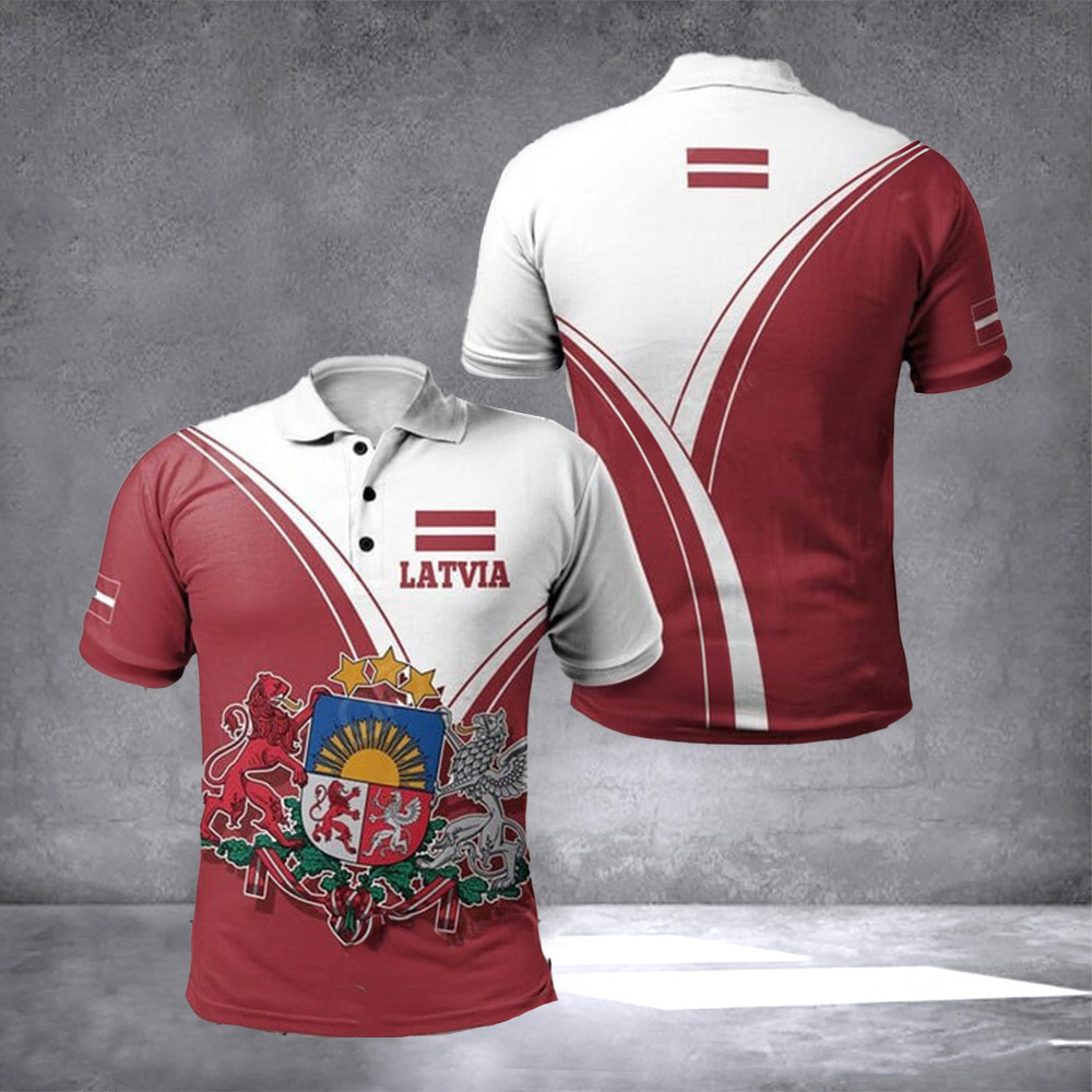 Latvia Coat Of Arms Polo Shirt Clothing Latvian Crest Latvia Flag With Coat Of Arms Polo