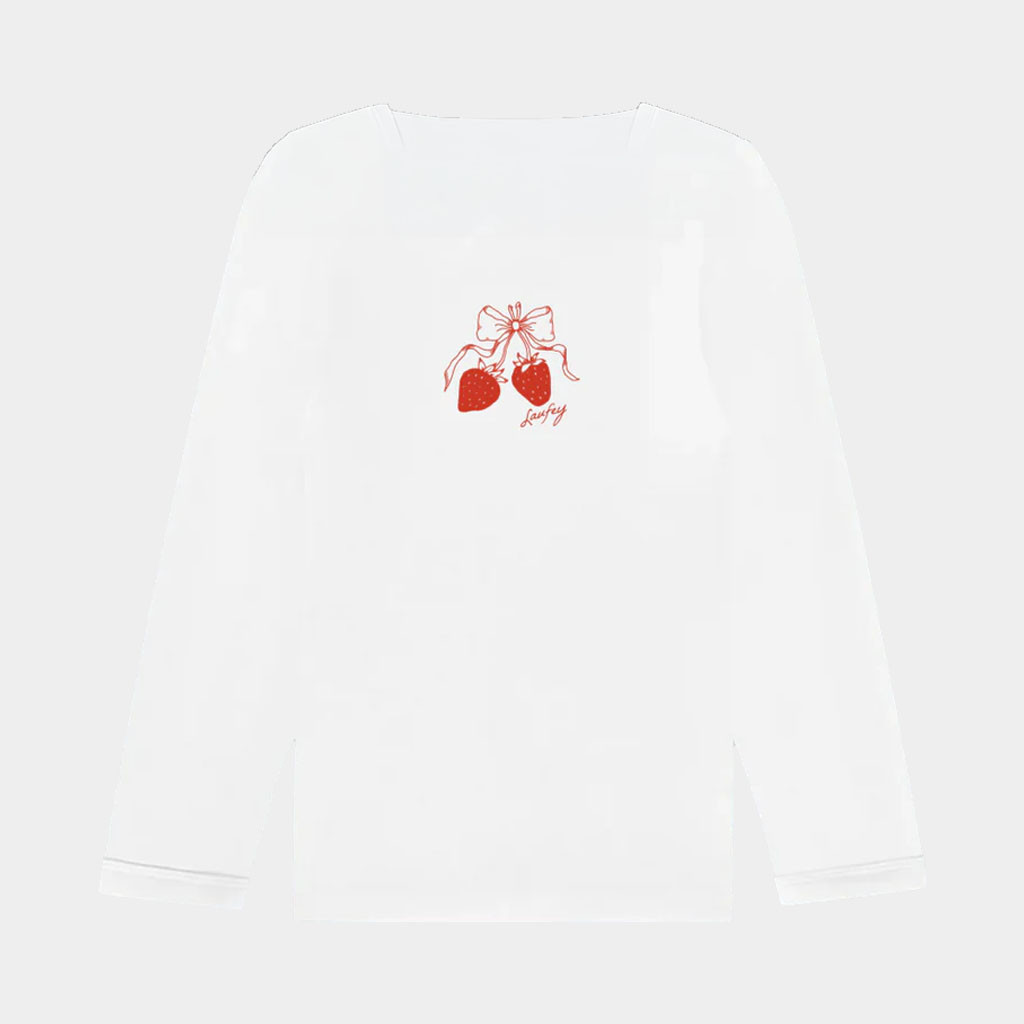 Laufey Merch Strawberry Boatneck Long Sleeve T-Shirt Laufey Fan Apparel Gifts For Sister