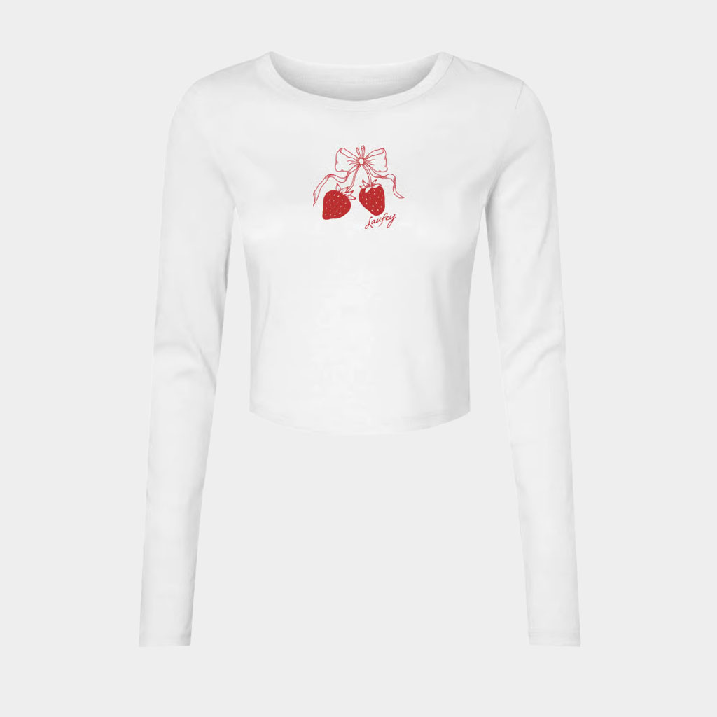 Laufey Merch Strawberry Cropped Long Sleeve Shirt Birthday Gifts For Girlfriend
