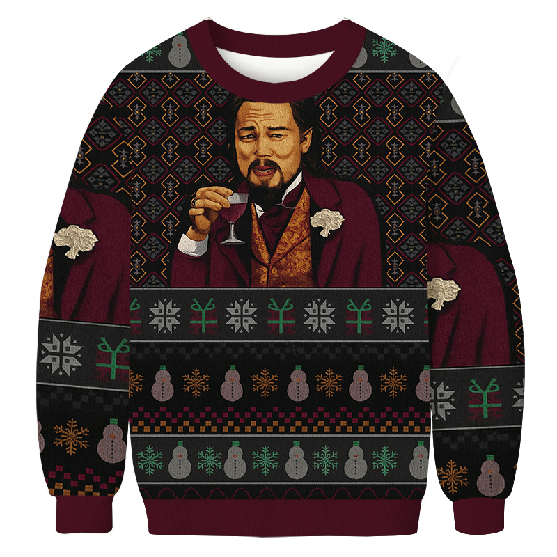 Laughing LeoDiCaprio Meme Christmas Ugly Sweatshirt Holiday Joke Gift Idea