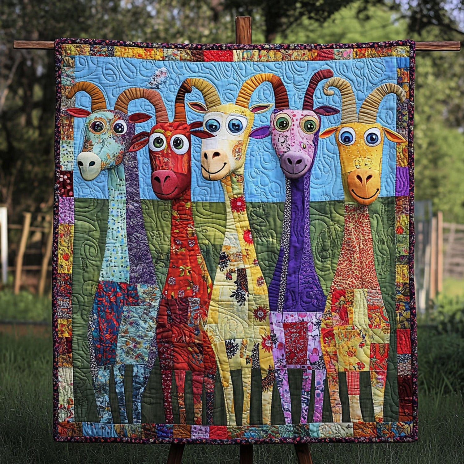 Laughing Livestock Quilted Blanket Christmas Throw Blanket Goat Themed Gifts