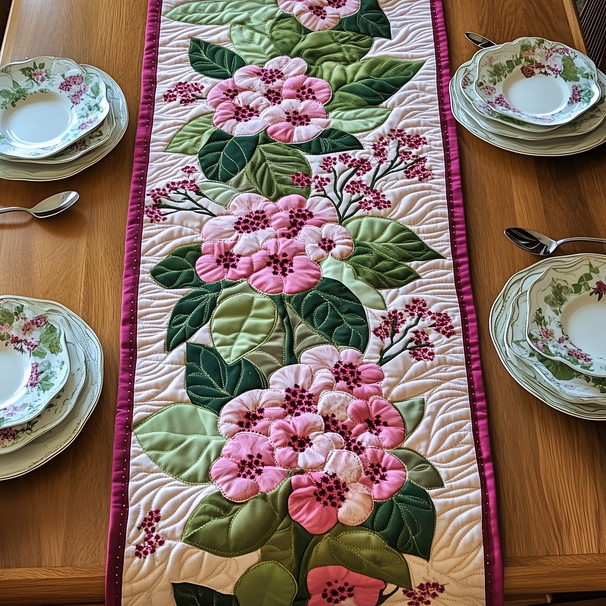 Laurel Charm Quilted Table Runner Cozy Christmas Table Runner