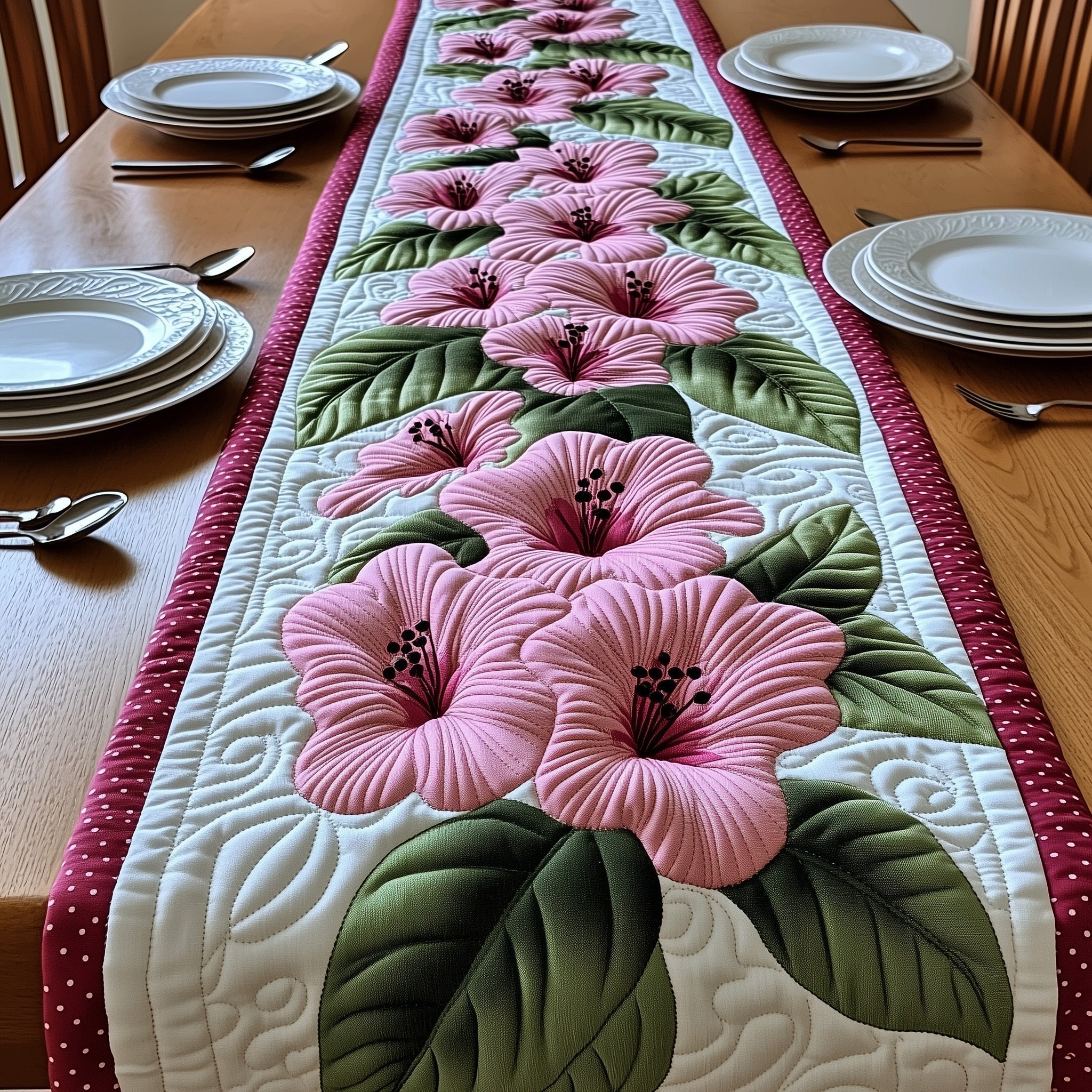 Laurel Charm Quilted Table Runner Festive Table Runner for Dining Table