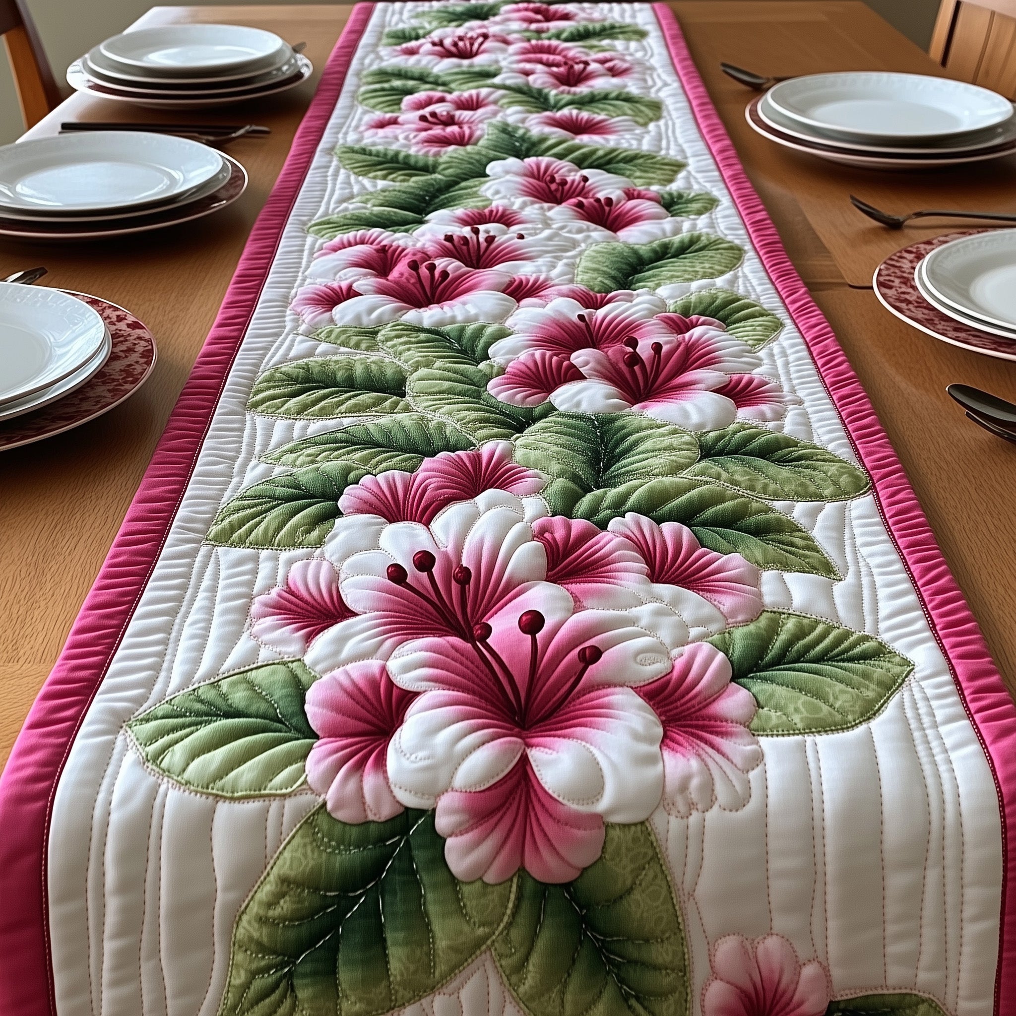 Laurel Charm Quilted Table Runner Merry Christmas Table Runner Decor