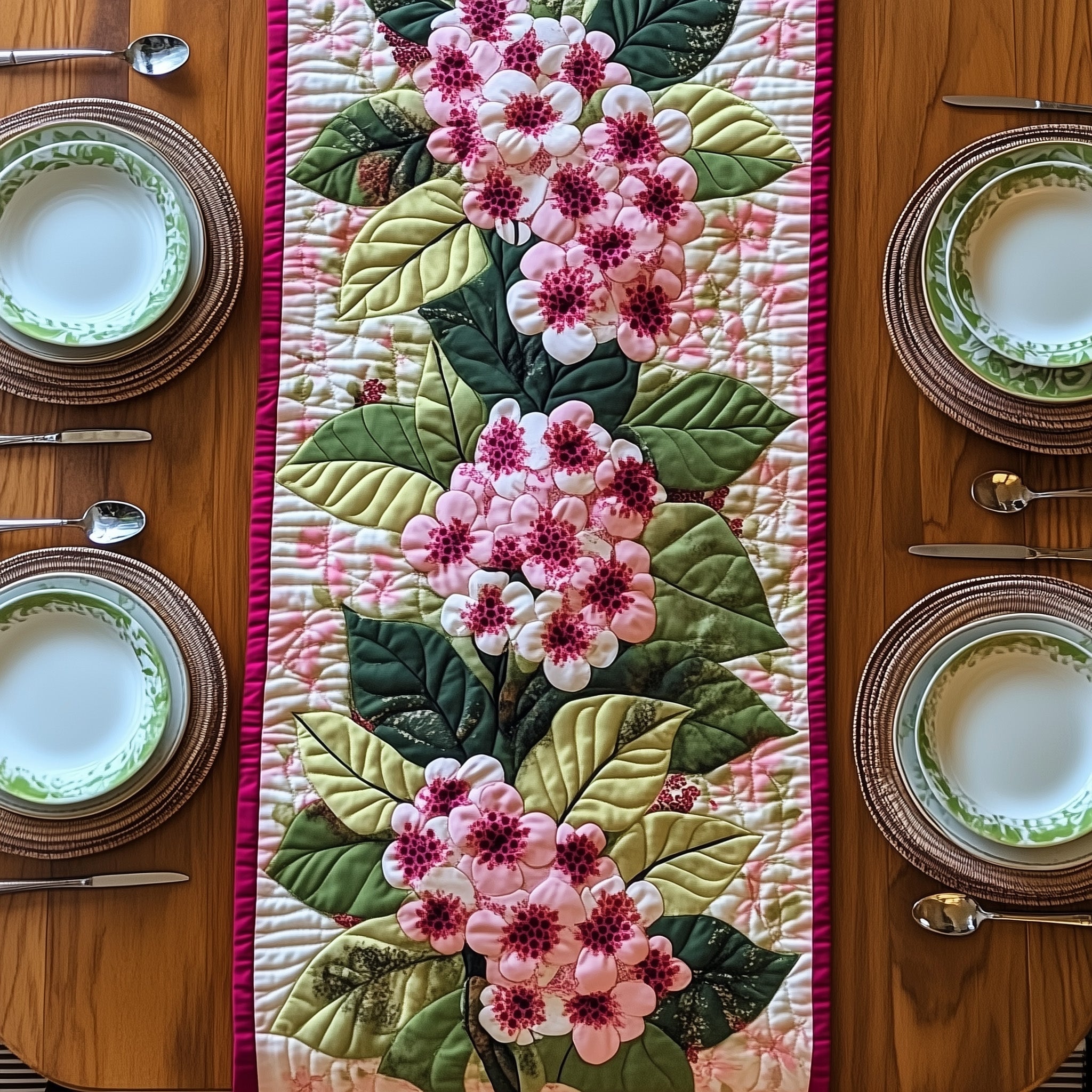 Laurel Charm Quilted Table Runner Xmas Table Runner for Family Gatherings