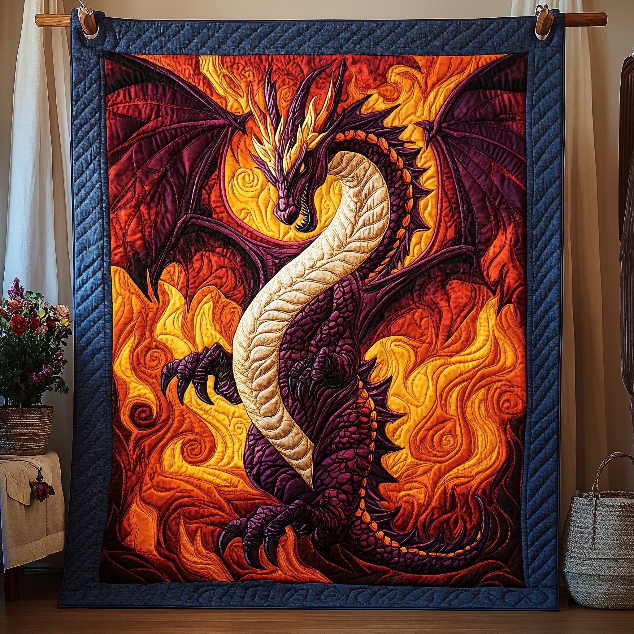 Lava Dragon Quilted Blanket Sofa Throw BlanketDragon Gifts For Dad