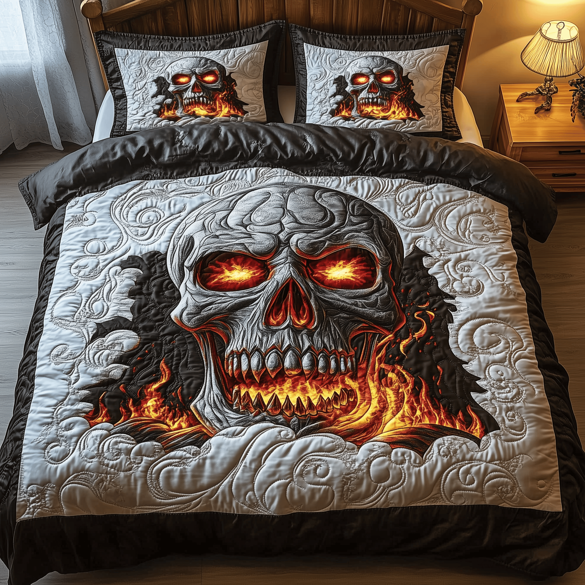 Lava Skull Quilted Bedding Set Christmas Bedding Set Christmas Gift Ideas For Couples