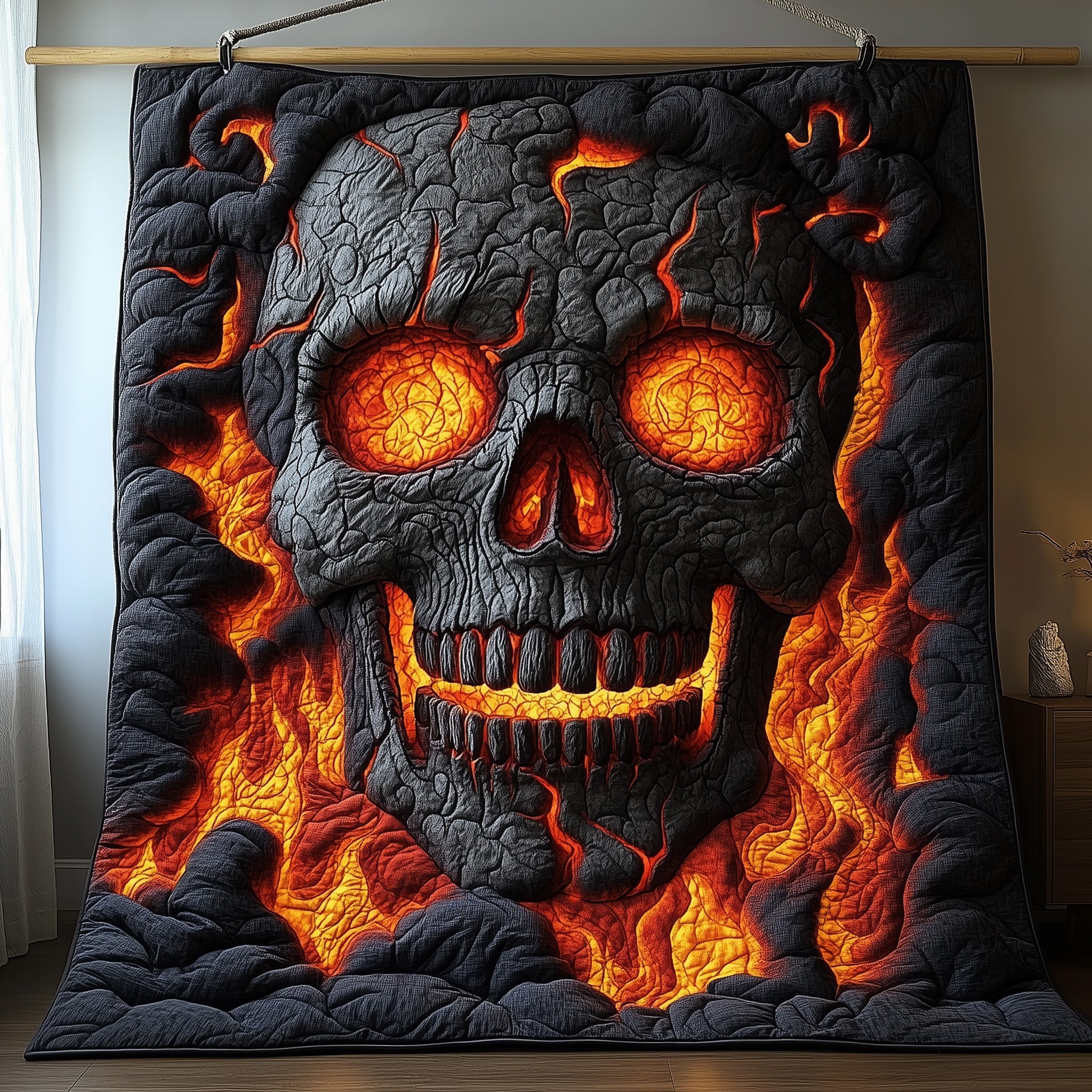 Lava Skull Quilted Blanket Cute Soft Blanket Skull Gifts For Men Women