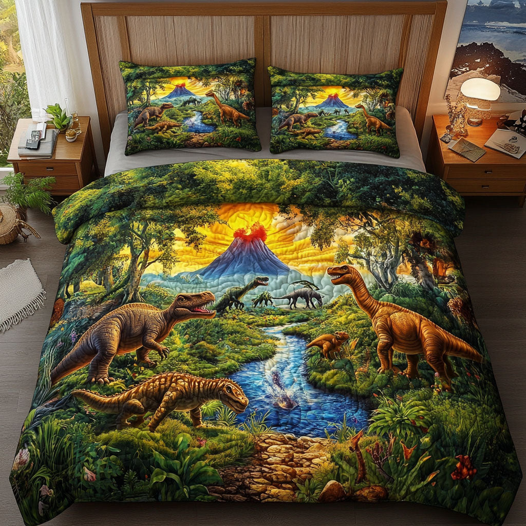 Lava Valley Quilted Bedding Set Cool Bedroom Decor Unique Dinosaur Gifts